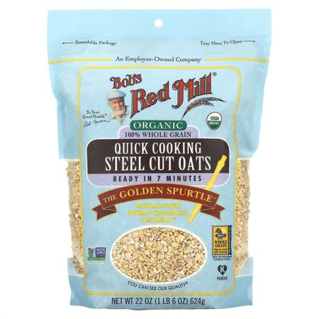 Bob's Red Mill, Органический овес быстрого приготовления, цельнозерновой, 624 г (1 фунт 6 унций)
