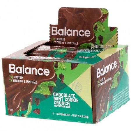 Balance Bar, Питательный батончик, «Шоколадное печенье с мятой», 6 шт., по 50 г (1,76 унции)