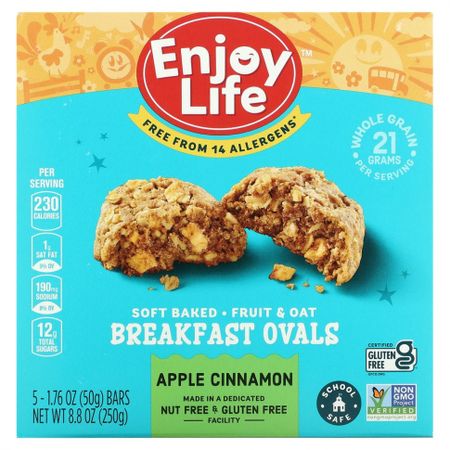 Enjoy Life Foods, Овальные мягкие печенья с фруктами и овсянкой, яблоко и корица, 5 штук, 50 г (1,76 унции) каждое
