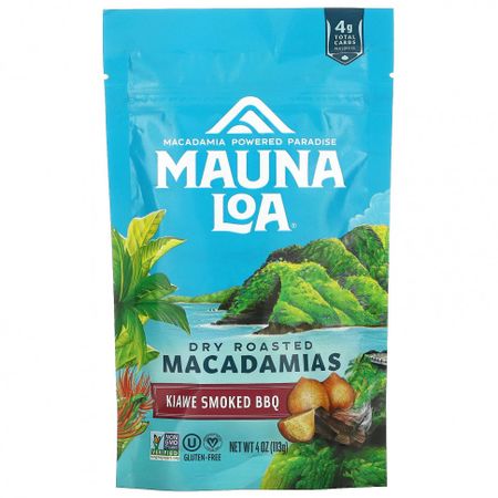 Mauna Loa, Dry Roasted Macadamias, барбекю с копченым киаве, 113 г (4 унции)