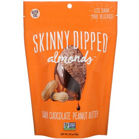 SkinnyDipped, Almonds, Арахисовое масло из темного шоколада, 3,5 унции (99 г)