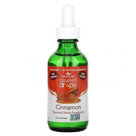 Wisdom Natural, SweetLeaf, Sweet Drops, подсластитель на основе стевии, корица, 60 мл (2 жидк. Унции)