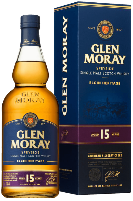 Glen Moray Elgin Heritage 15 y.o. Speyside Single Malt Scotch Whisky (gift box)