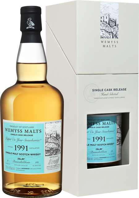 Wemyss Malts Pepper On Your Srawberries? Bunnahabhain 1991 Islay Single Cask Single Malt Scotch Whisky 27 y.o. (gift box)