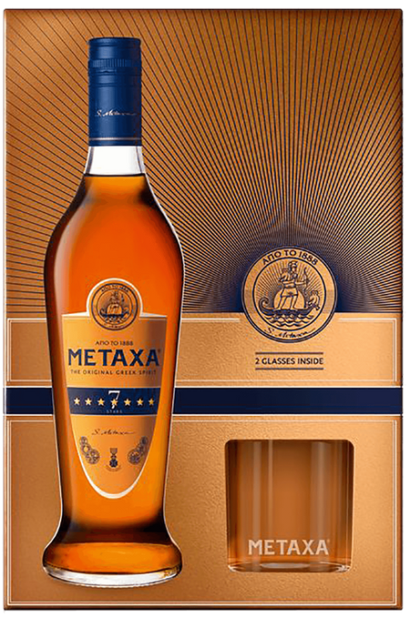 Metaxa 7 stars (gift box with two glasses)