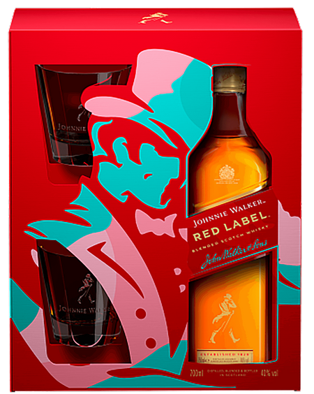Johnnie Walker Red Label Blended Scotch Whisky (gift box with 2 glasses)