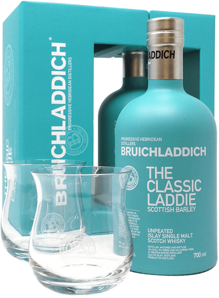 Bruichladdich The Classic Laddie Islae single malt scotch whisky (gift box with 2 glasses)