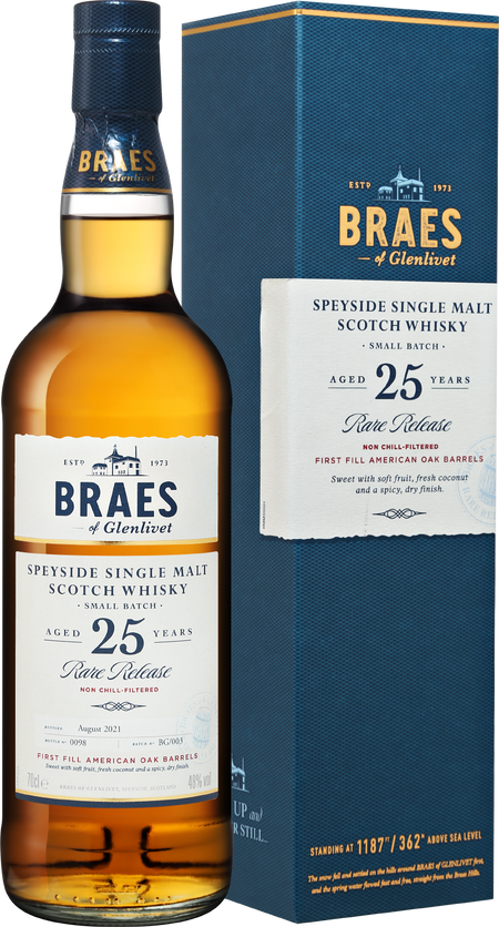 Braes of Glenlivet Speyside Small Batch Single Malt Scotch Whisky 25 y.o. (gift box)