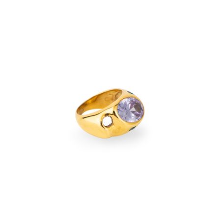Janashia Золотистое кольцо Ava волнообразной формы со вставками из розово-голубых кристаллов