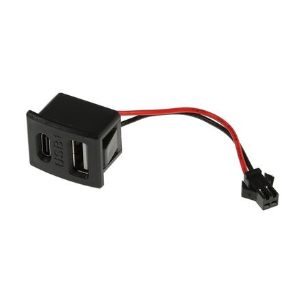 Разъем USB/Type-c с проводом CARTAGE, 2 pin, 0.5 А, 5 В, черный, 10 см