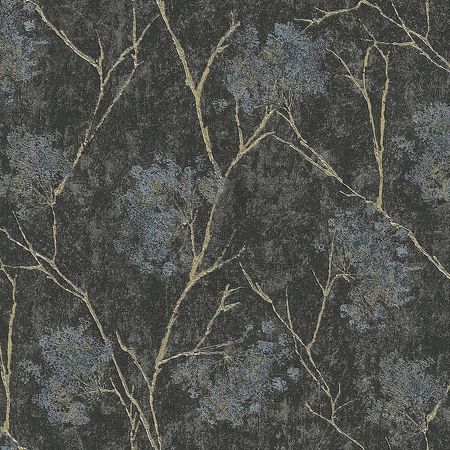 Обои Emiliana Parati Damasco Reale 73418 Винил на флизелине 1061005 ЧерныйГолубойЗолото ЛистьяЦветы 11200₽