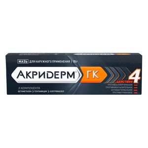 Лекарственное средство Акридерм® ГК комбинированный препарат от дерматита Мазь туба 15 г