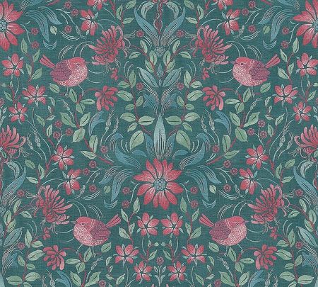 Обои AS Creation Maison Charme 39075-4 Винил на флизелине 0531005 БирюзовыйЗеленыйРозовый ПтицыЦветы 2169₽