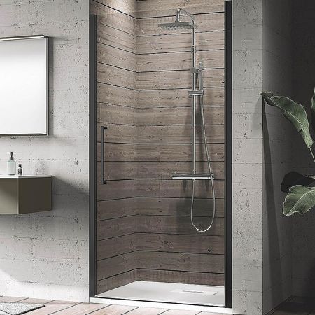 Душевая дверь Novellini Young 100 Y21B97-1H профиль Черный матовый стекло прозрачное