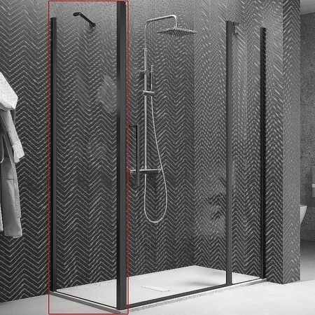 Душевая стенка Novellini Young 80 Y2F1B79-1H профиль Черный матовый стекло прозрачное 66120₽
