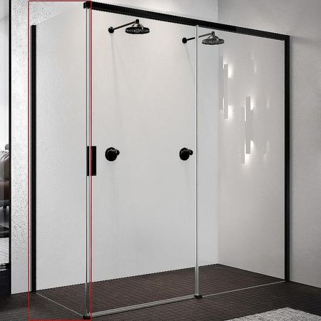 Душевая стенка Novellini Opera 90 L OPEFH89S-1H профиль Черный матовый стекло прозрачное