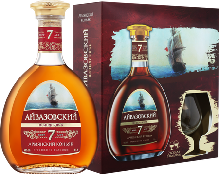 Aivazovsky Armenian Brandy 7 Y.O. (gift box with 2 glasses)