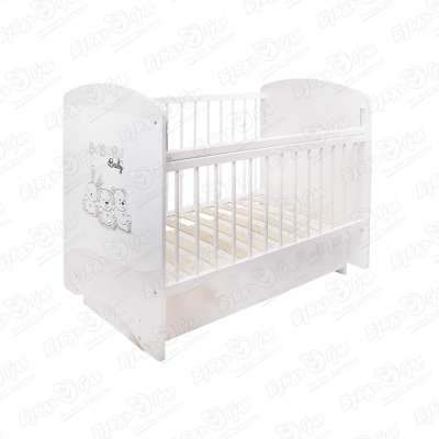 Кровать-маятник BUBURU Baby детская с ящиком белая 60х120см купить недорого