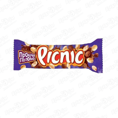 Батончик вафельный Picnic с арахисом и изюмом 38г