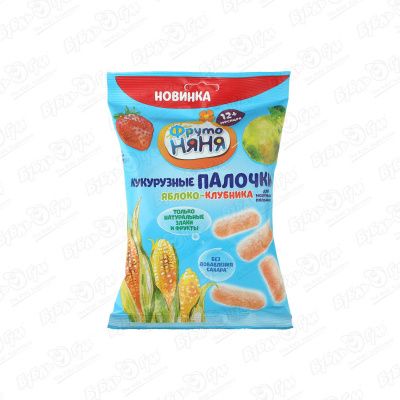 Палочки кукурузные Фрутоняня яблоко-клубника 20г с 12мес