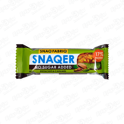 Батончик SNAQ FABRIQ глазированный без сахара со вкусом фисташки и карамели 50г