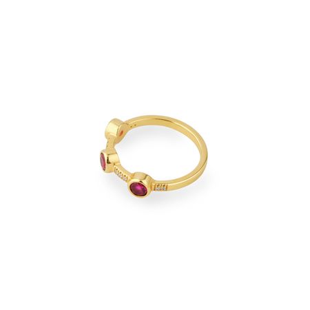 KRASHE jewellery Позолоченное кольцо «Кристаллы поярче» с синтетическими рубинами и муассанитами