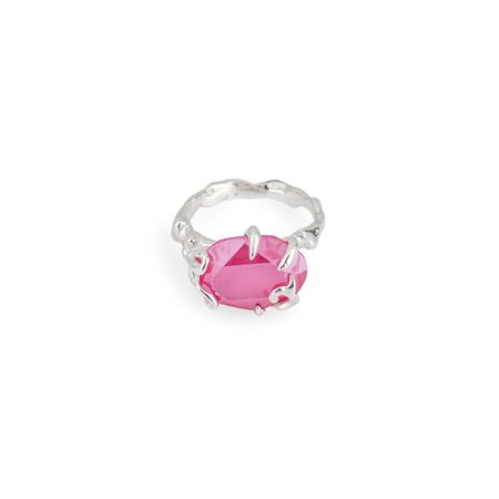 Poison Drop Lab Серебряное кольцо с розовым овальным кристаллом