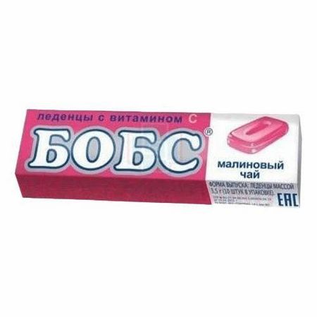 Леденцы Бобс малиновый чай с витамином C, 35 г