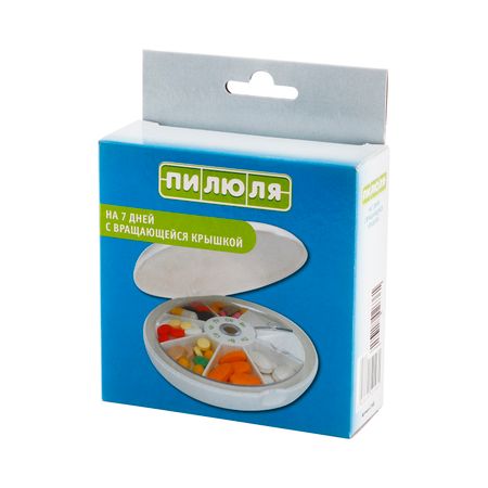Таблетница Пилюля на 7 дней с вращающейся крышкой 357₽