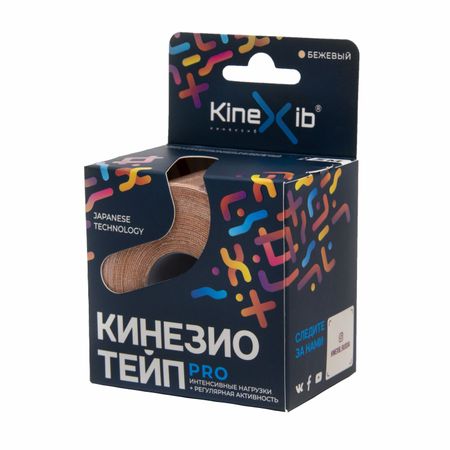 Бинт Кинезио-Тейп кинексиб про адгезивный восстанавливающий бежевый 5смх5м