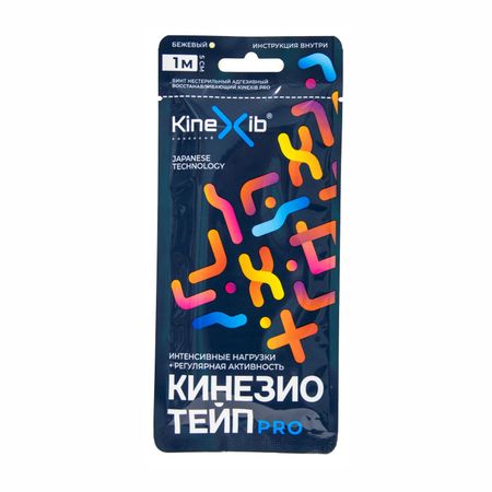 Бинт Кинезио-Тейп кинексиб про адгезивный восстанавливающий усиленная фиксация бежевый 1мх5см