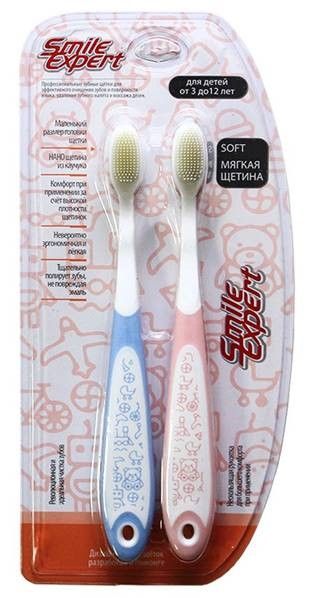 Смайл Эксперт щетка зубная 2в1 детская каучуковая щетина 73₽