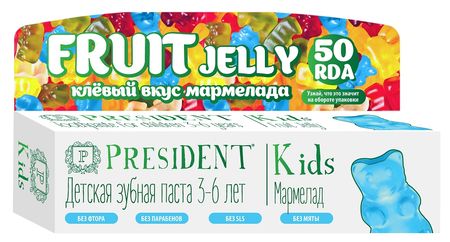 ПрезиДент паста зубная Кидс от 3 до 6лет мармелад 50мл 179₽