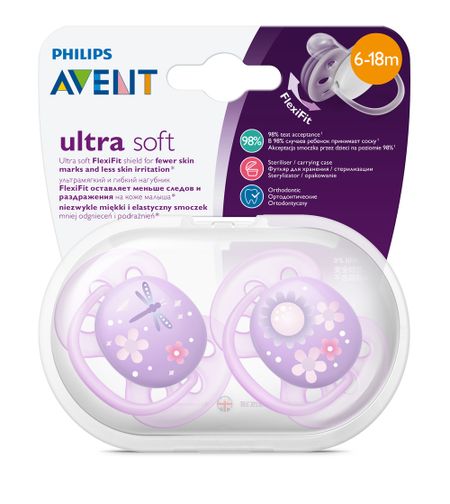 Филипс Авент пустышка ультра софт 6-18 мес 2 SCF227 22 738₽