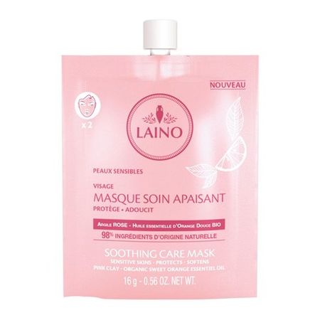 Лэно маска для лица органическая успокаивающая и смягчающая с розовой глиной и эфирным маслом сладкого апельсина 16г 519₽