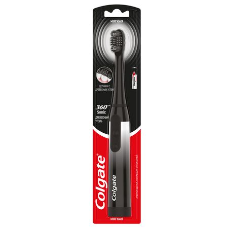 Колгейт щетка зубная 360 Соник Древесный уголь электрич на батарейках мягкая 1330₽