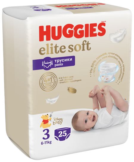 Хаггис Элит Софт 3 трусики-подгузники 6-11кг 25 1380₽