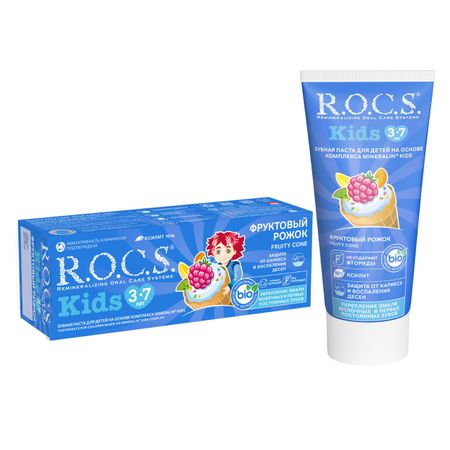 Рокс паста зубная Фруктовый рожок для детей без фтора 45г 183₽
