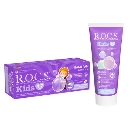Рокс паста зубная Бабл гам от 4 до 7лет 45г 168₽