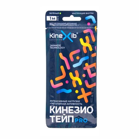 Бинт Кинезио-Тейп kinexib pro с усил фикс зеленый 1мх5см 257₽