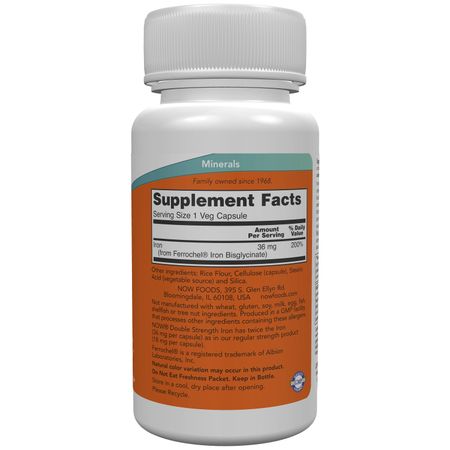 Нау Фудс Железо двойной силы 36мг капс 90 2092₽