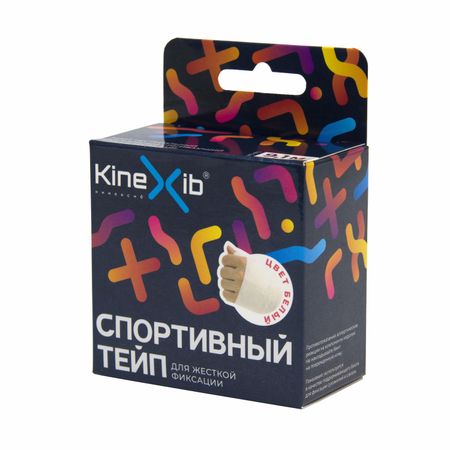 Кинексиб спорт кинезио-тейп бинт стягив 38смх19м сбелый 258₽
