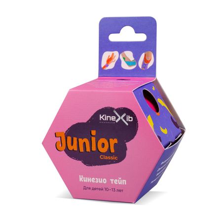Кинексиб классик кинезио-тейп бинт нестер адгезивный Юниор розовый д детей 10-13 лет 4смх4м 400₽