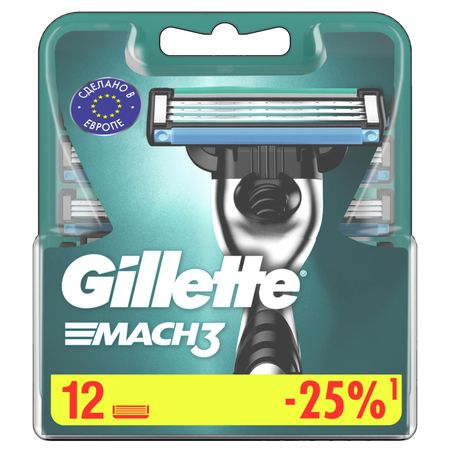 Жилетт Мак3 сменные кассеты для бритья 12 2995₽