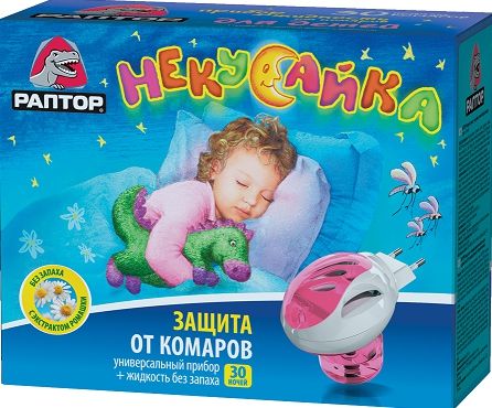 Раптор набор Некусайка фумигаторжидкость Ликвид 30дней от комаров д детей Gк9616 462₽