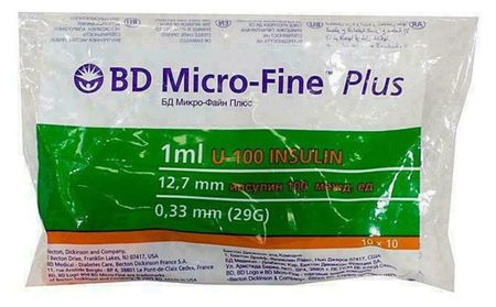 Бектон Дикинсон шприц Микро-Файн плюс одноразовый U-100 1мл 0,30Х8ММ №10