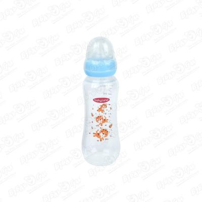 Бутылка babyland с силиконовой соской классическая 240мл с 6мес голубая