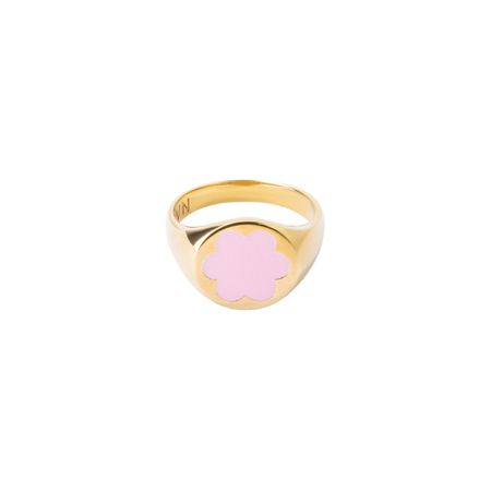 Moonswoon Позолоченная кольцо-печатка из серебра розовая незабудка