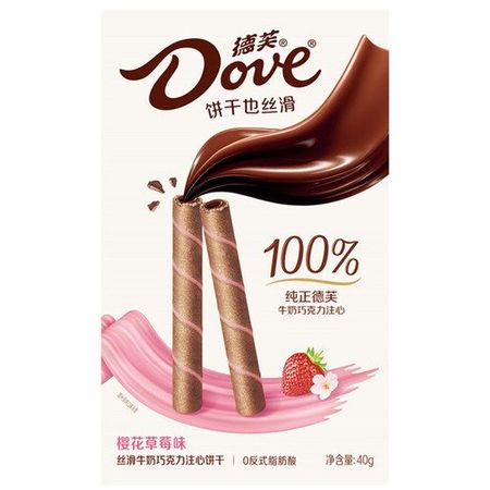 Вафельные палочки Dove Клубника, 40гр