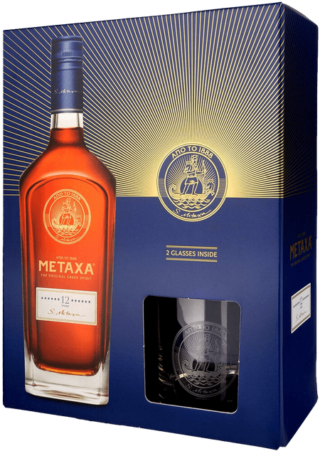 Metaxa 12 stars (gift box with two glasses)